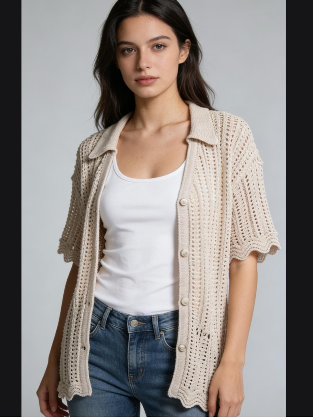👗SolitaireCream Knit Cardigan